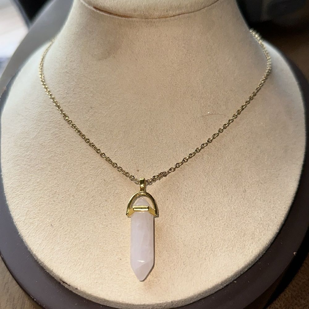 Rose Quartz Crystal Point Necklace - Picture 2 of 7